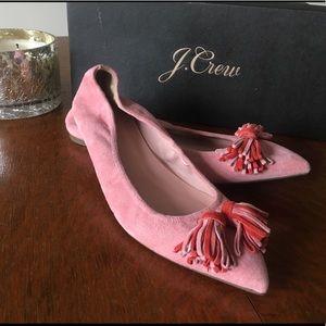 J.Crew dusty pink flats w tassels